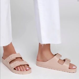 Georgie Nude Buckled Slide Sandals